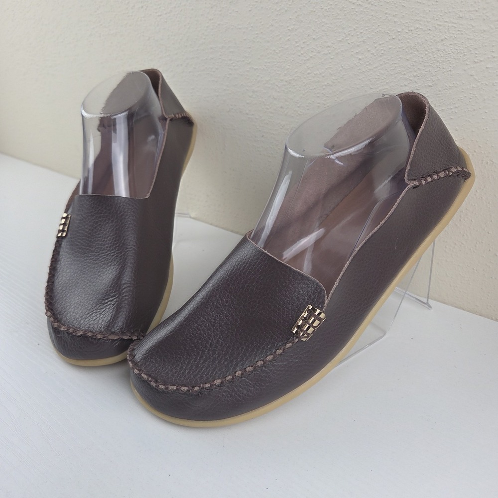Venus Celia‎ Loafer Wmns Brown Leather Comfort Walking Flat Shoe US 11.5 EU 42